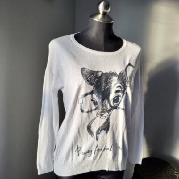 Elissia Italy Metallic Silver Bambi Print Top NWT Sz Medium - Picture 11 of 12